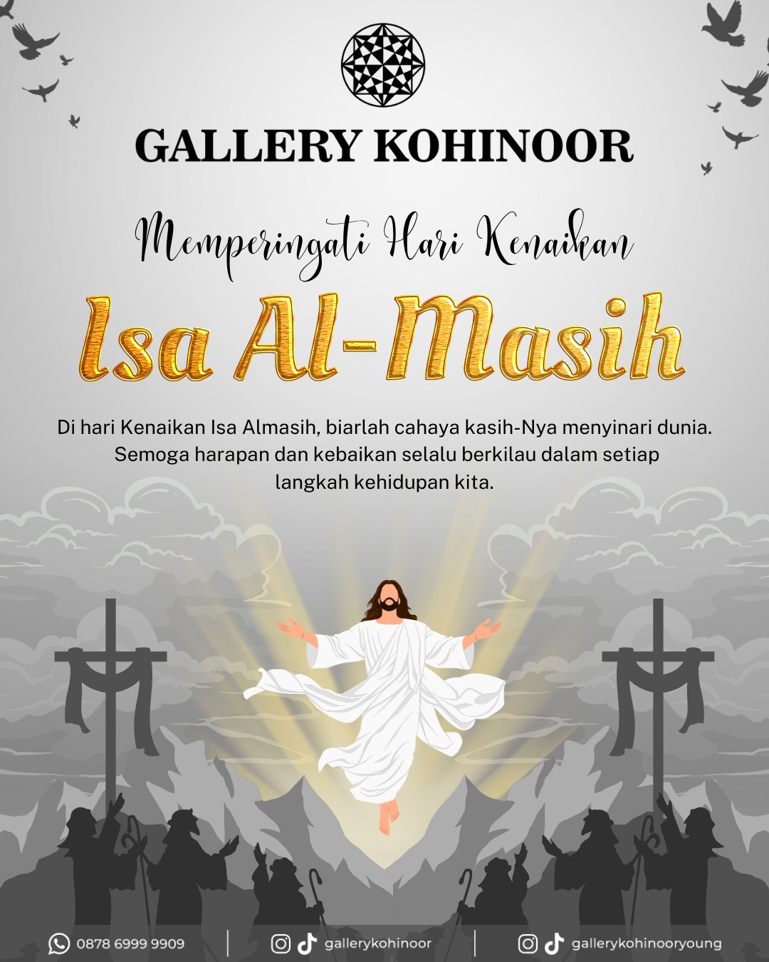Hari kenaikan Isa Al-Masih ✨
Semoga kasih, harapan, dan terang selalu menyertai setiap langkah kita.

Di momen penuh makna ini, mari kita terus menyebarkan kebaikan dan menjadi cahaya bagi semua 🤍