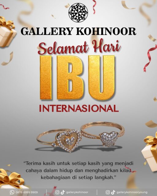 Untuk sosok yang selalu ada di setiap langkah kita… 🤍

Di Hari Ibu Internasional ini, kami ingin mendengar pesan terbaikmu untuk ibu tercinta ✨

PERSYARATAN :
1️⃣ Follow akun @gallerykohinoor @gallerykohinooryoung @gkfest_
2️⃣ Like postingan giveaway ini ❤️
3️⃣ Tulis pesan untuk ibu kamu di kolom komentar 🫶 (1 komentar = tidak spam)
4️⃣ Tag orang tersayangmu
5️⃣ Pastikan akun kamu tidak di-private

Nanti akan kami pilih & acak pemenang beruntung dengan hadiah spesial 🎁
Pemenang akan mendapatkan saldo digital sebesar Rp100.000 ❤️

Karena terkadang, satu kalimat sederhana bisa jadi hadiah paling berarti untuk seorang ibu 💐

📢 Pemenang akan diumumkan di akhir periode yaitu pada tanggal 13 Mei 2026 di @gallerykohinoor