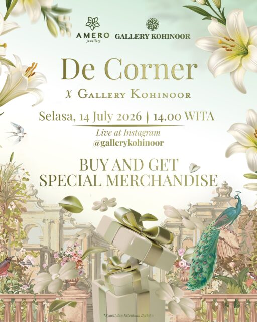 ✨ De Corner x Gallery Kohinoor ✨

Saatnya menikmati pengalaman belanja yang lebih spesial! 💛

Gallery Kohinoor berkolaborasi dengan De Corner untuk menghadirkan Instagram Live Special dengan penawaran eksklusif yang sayang untuk dilewatkan.

📅 Selasa, 14 Juli 2026
🕑 14.00 WITA
📍 Live di Instagram @gallerykohinoor 
.
@degoldjakarta 
@amerojewellery 
.
🎁 BUY AND GET SPECIAL MERCHANDISE untuk setiap pembelian selama live berlangsung.

Persediaan terbatas, jadi jangan sampai ketinggalan!
Yuk, temukan koleksi perhiasan favoritmu dan nikmati hadiah spesial hanya di momen kolaborasi ini. Sampai jumpa di live ya! 💍✨

*Syarat & ketentuan berlaku.

#gallerykohinoor #tokoemasbali #amerojewellery #sobatgk #ameromate